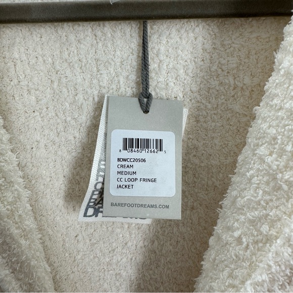 NWT Barefoot Dreams CozyChic Loop Fringe Jacket in Cream - Picture 7 of 8